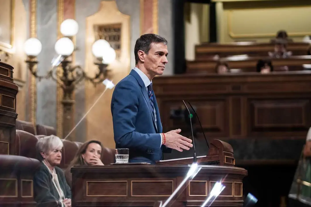 El presidente del Gobierno, Pedro S&aacute;nchez, interviene durante una sesi&oacute;n de control al Gobierno, en el Congreso, a 25 de marzo de 2026, en Madrid (Espa&ntilde;a).