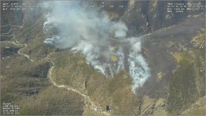 Incendio forestal en Losar de la Vera a fecha 2 de abril de 2026
