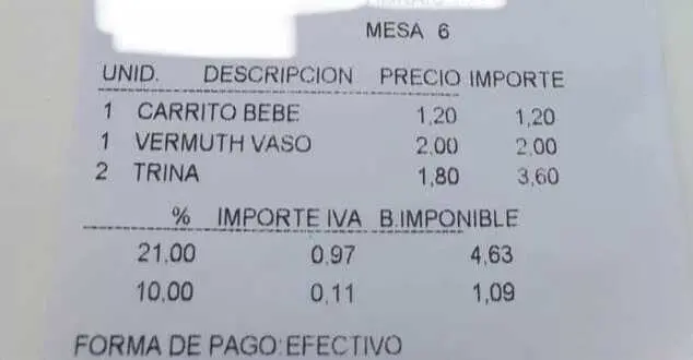 Factura donde cobran por el carrito de beb&eacute;