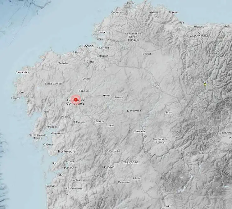Registrado un terremoto de magnitud 1,7 mbLg con epicentro en Santiago de Compostela, el 6 de abril de 2026.