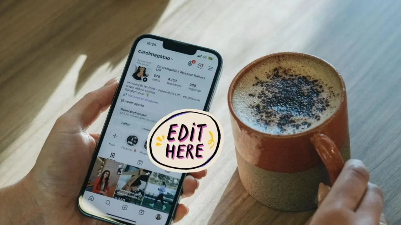 Un movil con un perfil de Instagram