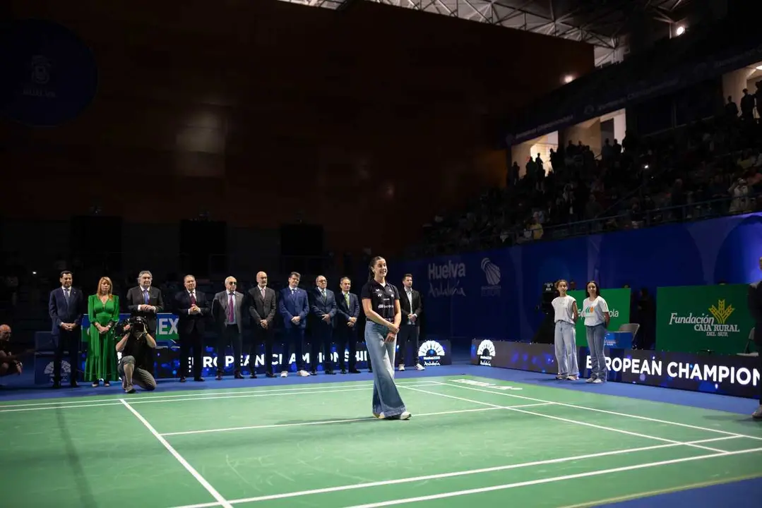 Im&aacute;genes del homenaje realizado a la deportista onubense Carolina Mar&iacute;n, tras anunciar su retiro del b&aacute;dminton. En el Palacio de Deportes Carolina Mar&iacute;n (Huelva). 