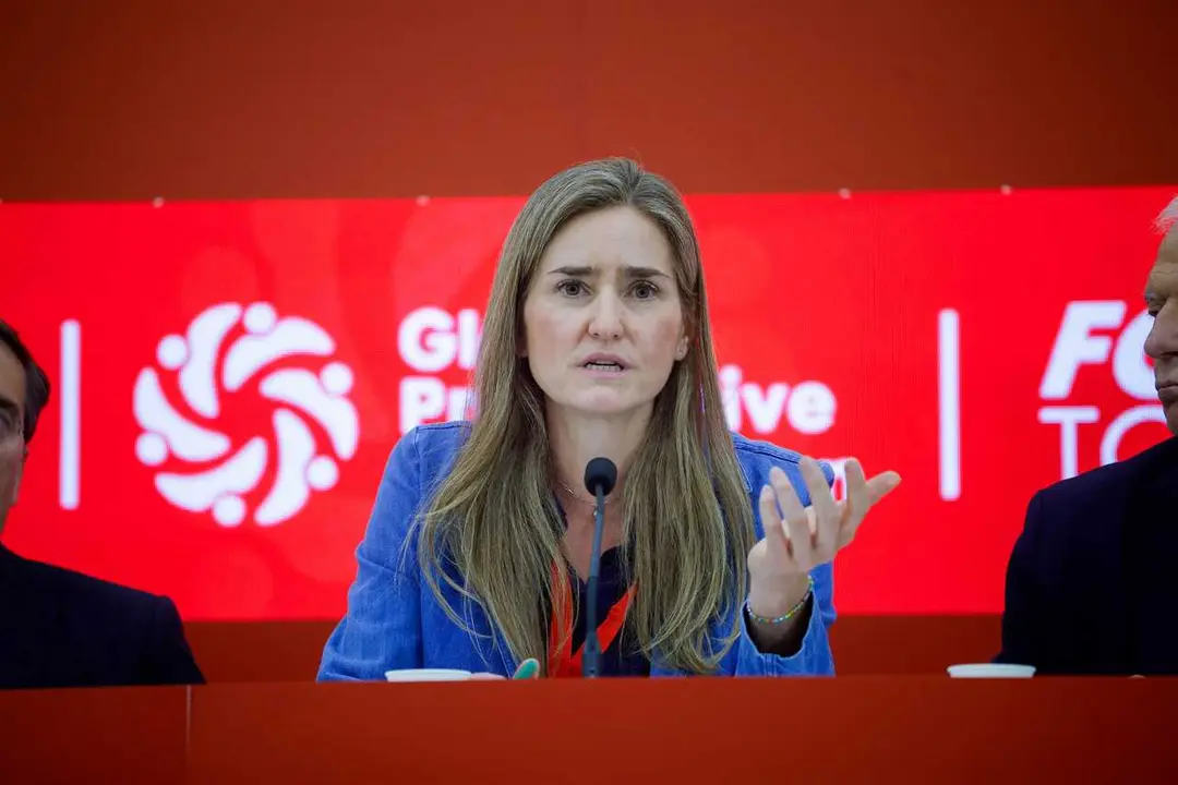 La vicepresidente tercera y ministra para la Transici&oacute;n Ecol&oacute;gica y el Reto Demogr&aacute;fico, Sara Aagesen, en su intervenci&oacute;n en la segunda jornada de la Global Progressive Mobilisation (GPM)