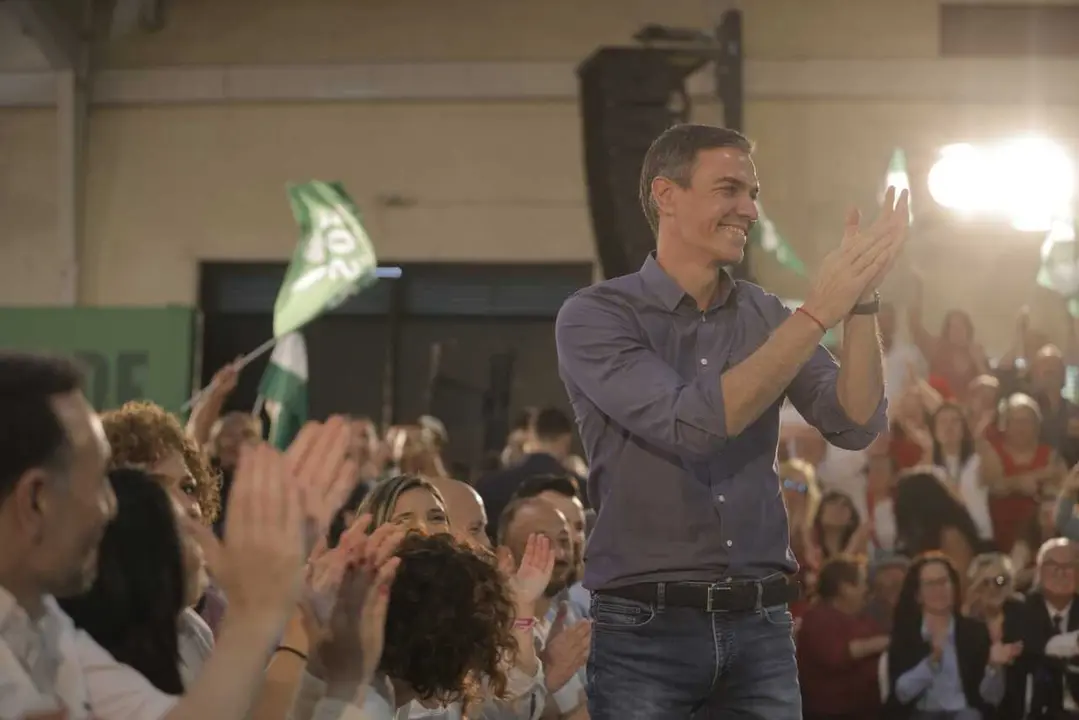 El presidente del Gobierno, Pedro S&aacute;nchez, ha intervenido este domingo en un acto en Gibrale&oacute;n (Huelva).