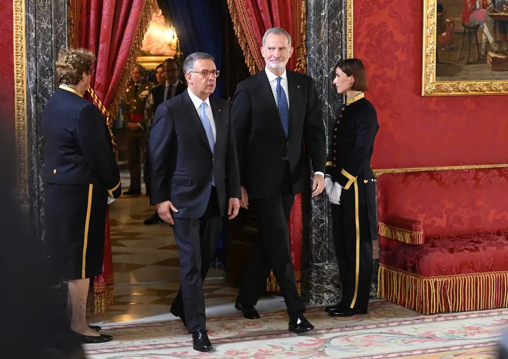El presidente de la Rep&uacute;blica Portuguesa, Ant&oacute;nio Jos&eacute; Seguro, y el Rey Felipe VI durante la audiencia ofrecida en el Palacio Real, 20 de abril de 2026, en Madrid (Espa&ntilde;a).