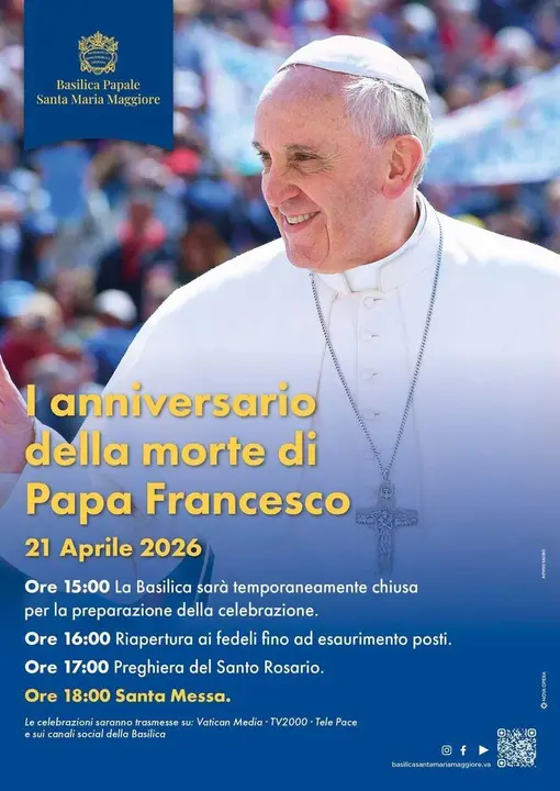 La Bas&iacute;lica de Santa Mar&iacute;a la Mayor en Roma acoger&aacute; este martes 21 de abril una misa en recuerdo del Papa Francisco, cuando se cumple el primer aniversario del fallecimiento del Pont&iacute;fice a los 88 a&ntilde;os, en su residencia de Santa Marta.