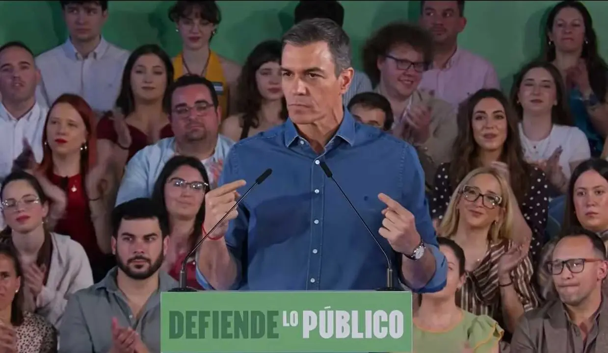 El presidente del Gobierno, Pedro S&aacute;nchez, en un acto de precampa&ntilde;a de las elecciones andaluzas