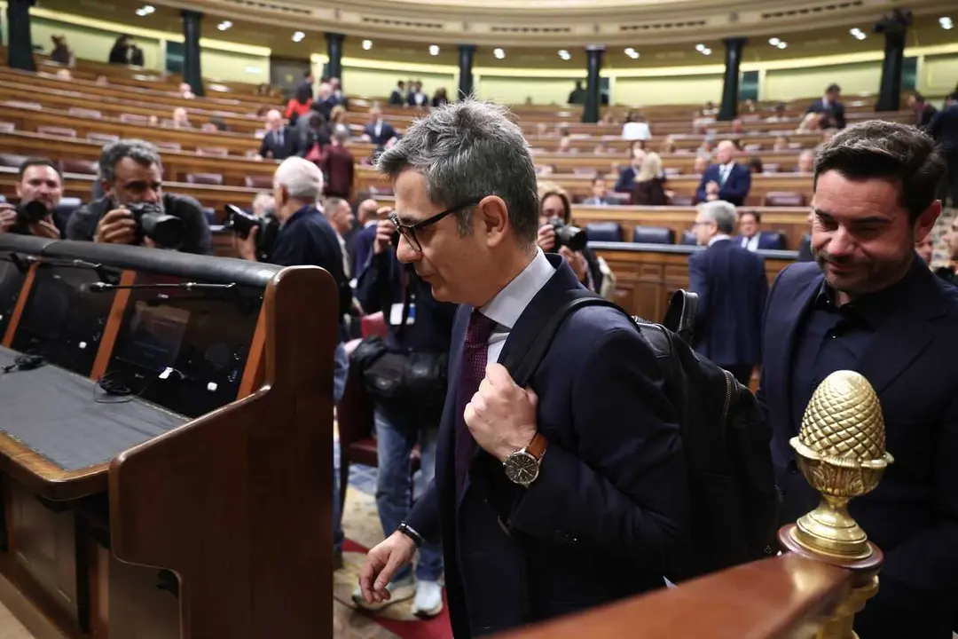 El ministro de la Presidencia, F&eacute;lix Bola&ntilde;os, durante un pleno en el Congreso