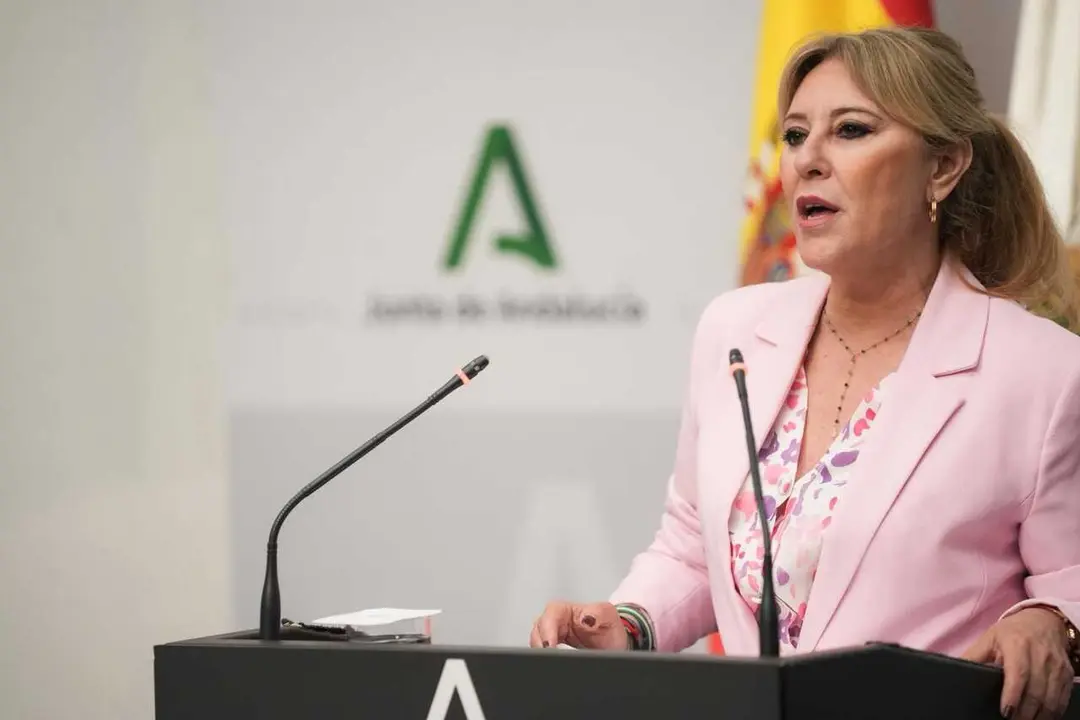 La consejera de Econom&iacute;a, Hacienda, Fondos Europeos y Di&aacute;logo Social y portavoz del Gobierno andaluz, Carolina Espa&ntilde;a, en rueda de prensa.