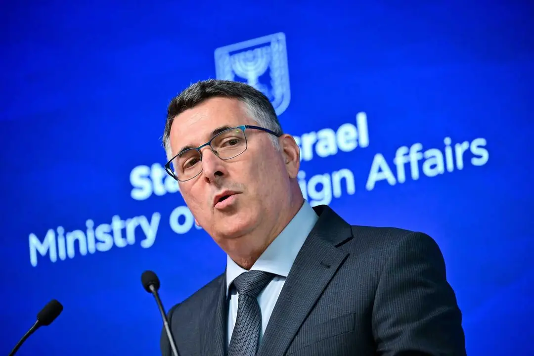 Archivo - El ministro de Exteriores de Israel, Gideon Saar, durante una rueda de prensa en Tel Aviv en marzo de 2026 (archivo)