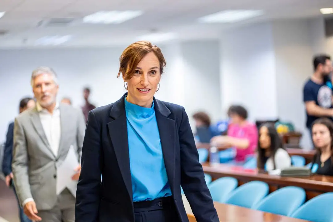 La ministra de Sanidad, M&oacute;nica Garc&iacute;a, durante una rueda de prensa, en la sede del Ministerio de Sanidad, a 9 de mayo de 2026, en Madrid (Espa&ntilde;a). Garc&iacute;a y Grande-Marlaska comparecen para informar sobre el barco &lsquo;MV Hondius&rsquo; y el brote de hantavirus.