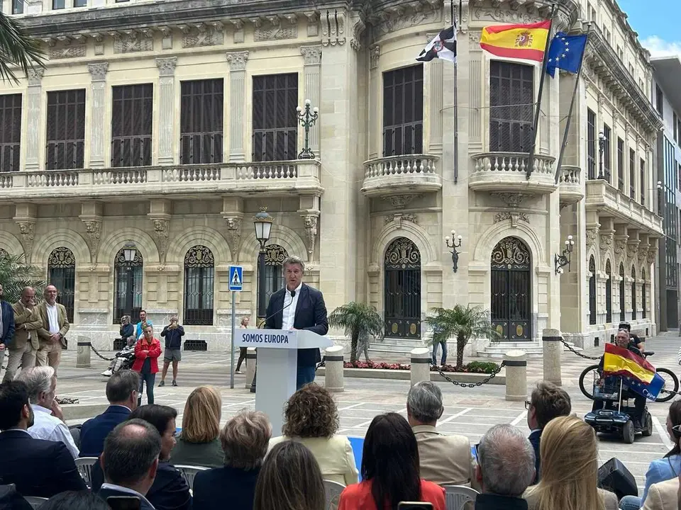 El presidente del Partido Popular en Espa&ntilde;a, Alberto N&uacute;&ntilde;ez Feij&oacute;o, durante un acto en Ceuta.