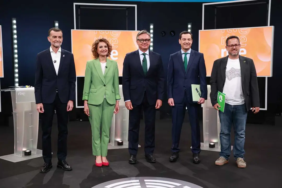 Los cinco candidatos a la Presidencia de la Junta de Andaluc&iacute;a en el debate electoral celebrado en RTVE.