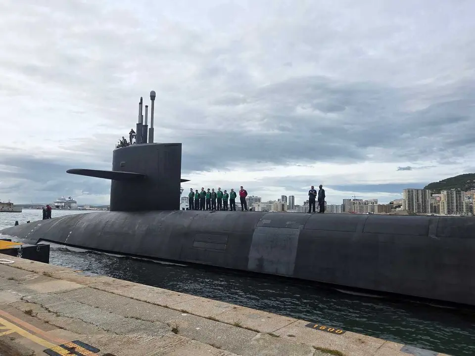 Un submarino nuclear de misiles bal&iacute;sticos tipo Ohio atracado en Gibraltar