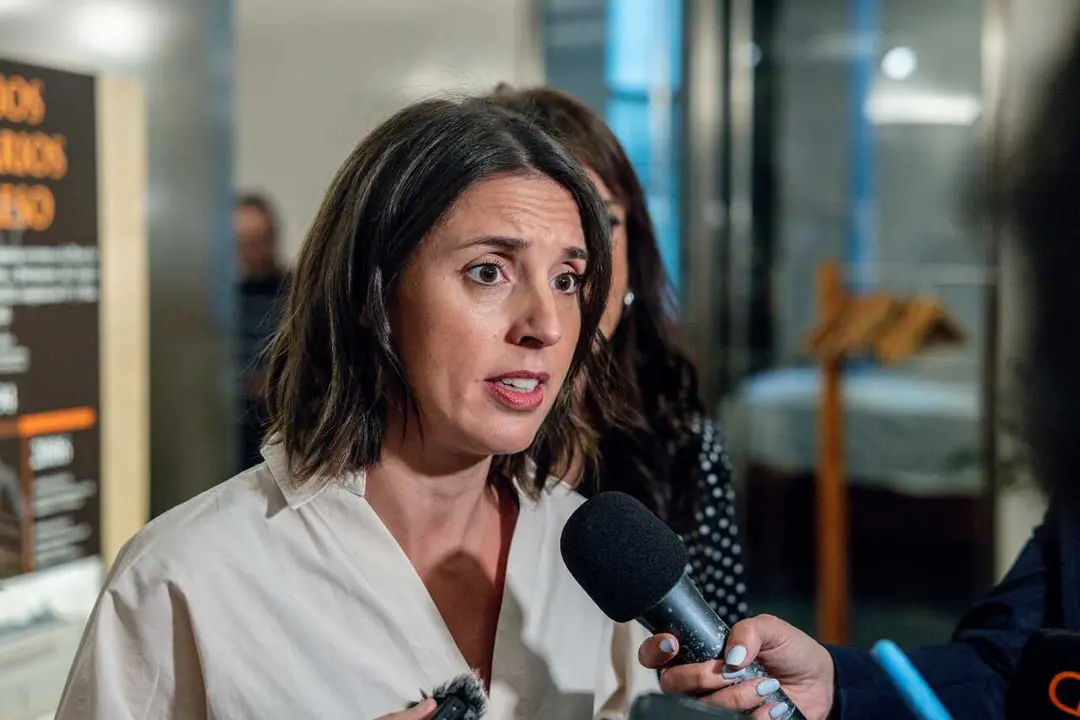 La secretaria pol&iacute;tica de Podemos y eurodiputada, Irene Montero, atiende a los medios de comunicaci&oacute;n a su llegada a la conferencia &lsquo;Beb&eacute;s robados: memoria, justicia y reparaci&oacute;n&rsquo; en el Congreso, a 7 de mayo de 2026, en Madrid (Espa&ntilde;a). 