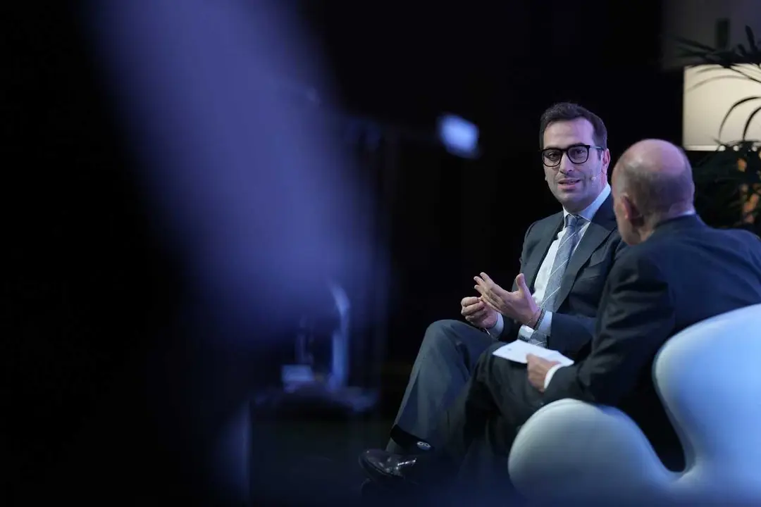 El vicepresidente primero del Gobierno y ministro de Econom&iacute;a, Carlos Cuerpo, durante la conferencia &lsquo;Presente y futuro de la econom&iacute;a espa&ntilde;ola&rsquo;