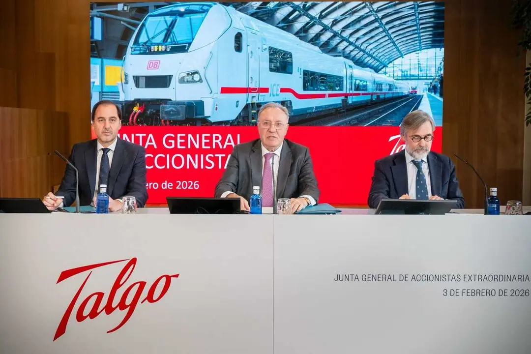 Archivo - El presidente de Talgo, Jos&eacute; Antonio Jainaga, en una Junta de Accionistas celebrada en Vitoria en febrero de 2026.