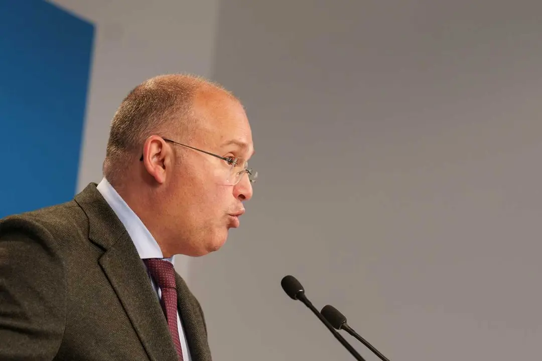 El secretario general del Partido Popular, Miguel Tellado, durante la rueda de prensa posterior al Comit&eacute; de Direcci&oacute;n del PP, a 20 de abril de 2026, en Madrid (Espa&ntilde;a).
