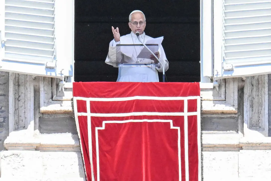 El Papa Le&oacute;n XIV durante el &Aacute;ngelus del 3 de mayo de 2026.
