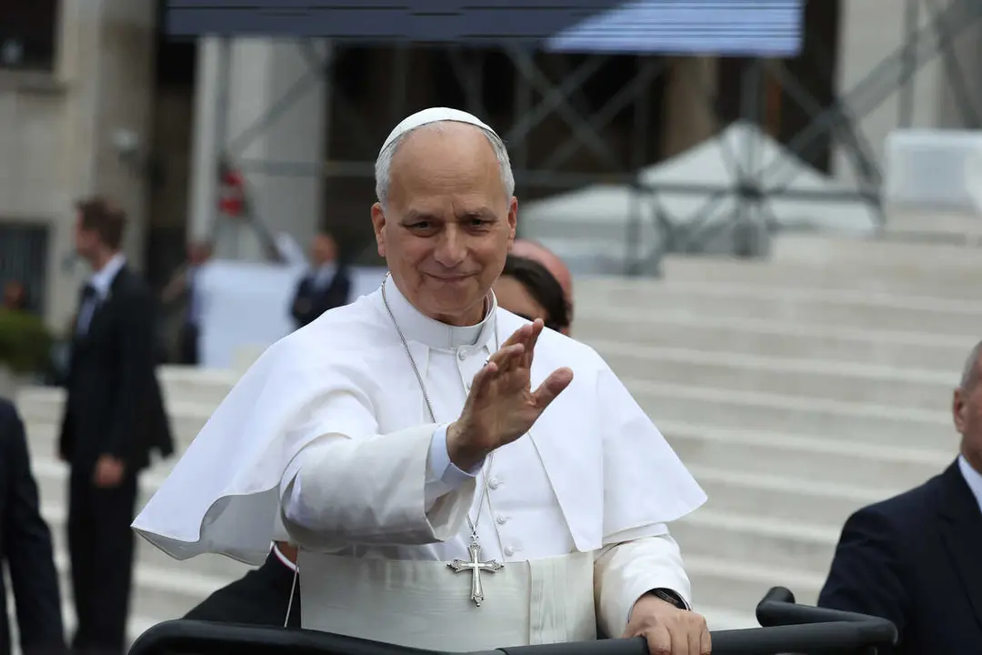 The pontiff seen greeting the faithful as he arrives at the university in a small popemobile accompanied by security men during the Official visit of His Holiness Pope Leo XIV to Sapienza University. The meeting with the Roman academic community provided an opportunity to discuss the issues of education, research, and the role of younger generations in contemporary society.