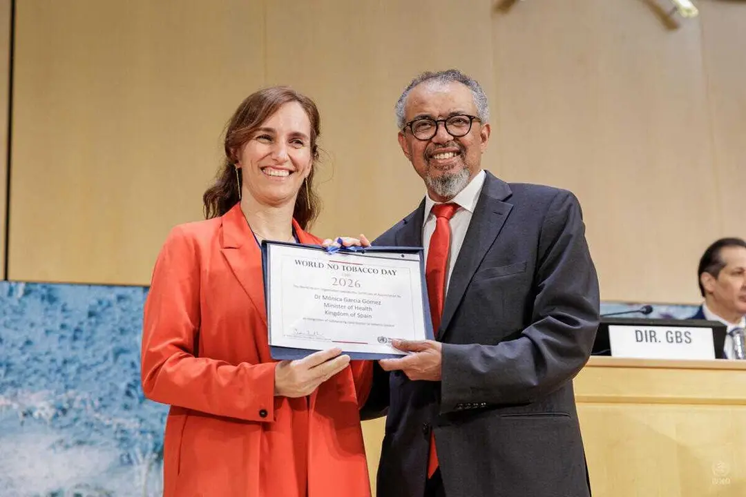 Archivo - La Ministra de Sanidad, M&oacute;nica Garc&iacute;a y el director de la OMS, Tedros Adhanom Ghebreyesus.