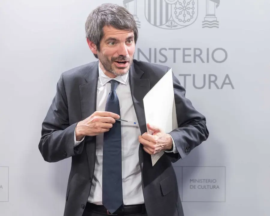 El ministro de Cultura, Ernest Urtasun, durante la presentaci&oacute;n del programa &lsquo;Cine Vecino&rsquo; en la sede del Ministerio de Cultura, a 18 de mayo de 2026, en Madrid (Espa&ntilde;a). El ministro de Cultura, Ernest Urtasun, ha dado a conocer esta iniciativa institucio