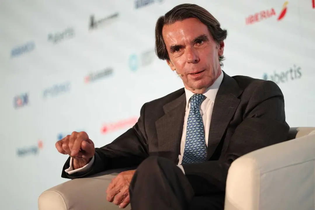 El expresidente del Gobierno Jos&eacute; Mar&iacute;a Aznar durante la primera jornada del VII Foro Internacional Expansi&oacute;n, en el Parador de Alcal&aacute; de Henares, a 19 de mayo de 2025, en Alcal&aacute; de Henares, Madrid (Espa&ntilde;a).