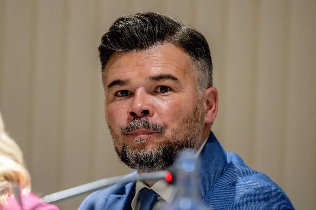 El portavoz de ERC en el Congreso, Gabriel Rufi&aacute;n, durante un coloquio organizado por el Club Siglo XXI, a 20 de mayo de 2026, en Madrid (Espa&ntilde;a).