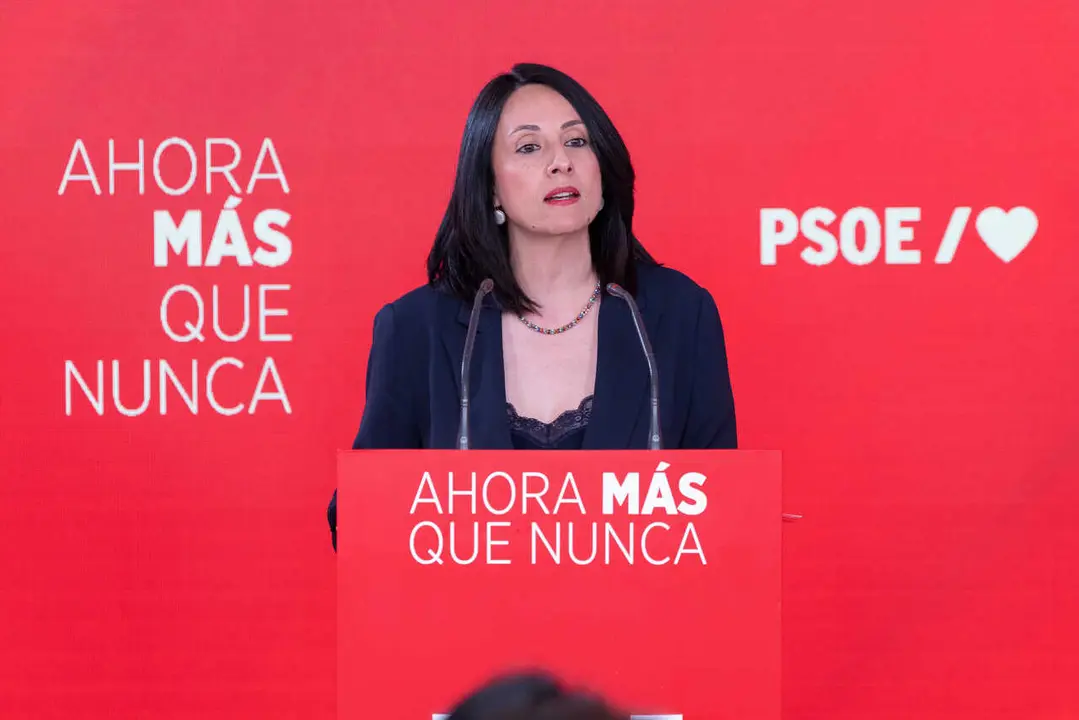 La secretaria de Organizaci&oacute;n del PSOE, Rebeca Torr&oacute;, en una declaraci&oacute;n desde Ferraz para valorar los resultados electorales en Andaluc&iacute;a el 17M.