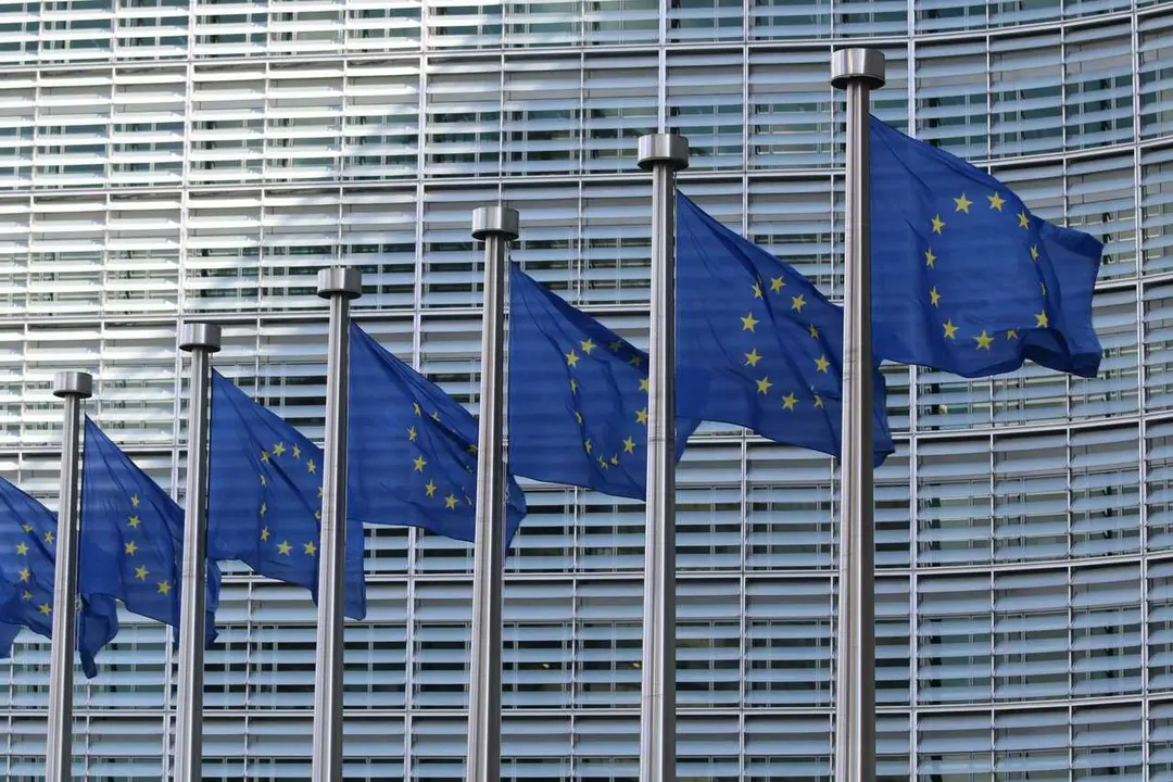 Archivo - Banderas de la Uni&oacute;n Europea.