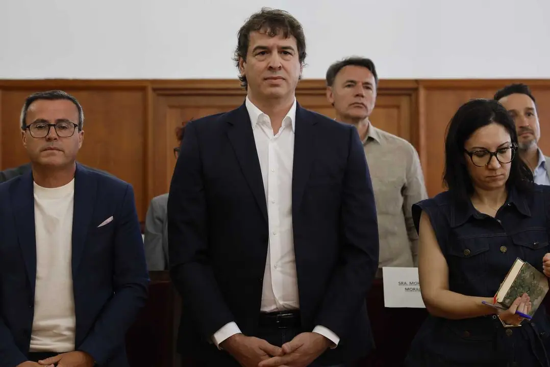 El hermano del presidente del gobierno David S&aacute;nchez  el exl&iacute;der del PSOE extreme&ntilde;o, Miguel &Aacute;ngel Garrido, y Elisa Moriano en el juicio en la Audencia Provincial de Badajoz 