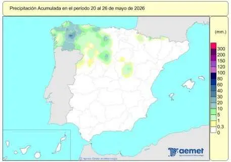 Espa&ntilde;a registra 598 l/m2 de lluvias acumuladas desde el 1 de octubre, un 17% m&aacute;s de lo habitual.