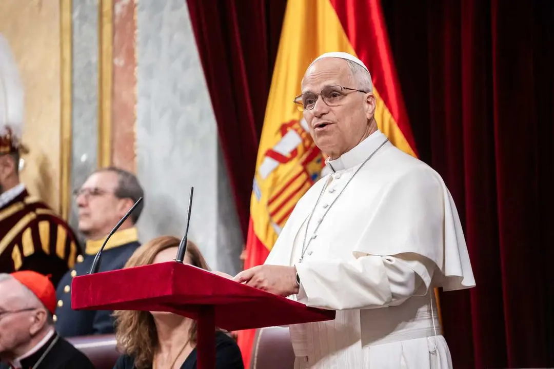 El Papa Le&oacute;n XIV interviene durante su visita al Congreso de los Diputados, a 8 de junio de 2026, en Madrid (Espa&ntilde;a). 