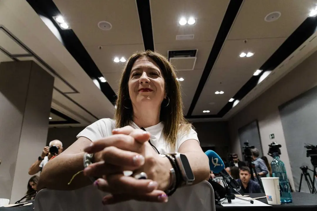 Archivo - La exmilitante socialista Leire D&iacute;ez durante una rueda de prensa, en el Hotel Novotel, a 4 de junio de 2025, en Madrid (Espa&ntilde;a). 