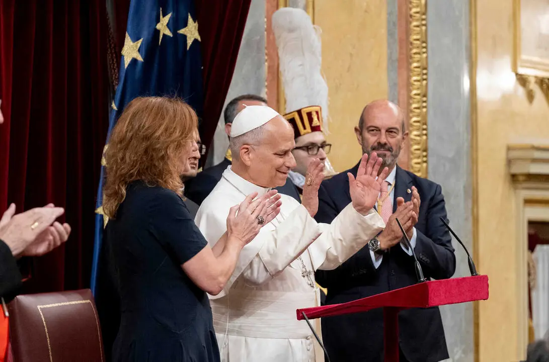 El Papa Le&oacute;n XIV interviene durante su visita al Congreso 