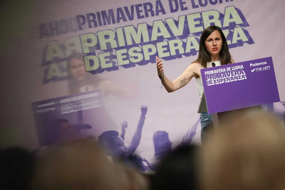 La secretaria general de Podemos, Ione Belarra, durante la jornada &lsquo;Primavera de lucha, primavera de esperanza&rsquo;, en el C&iacute;rculo de Bellas Artes, a 12 de junio de 2026, en Madrid (Espa&ntilde;a). 