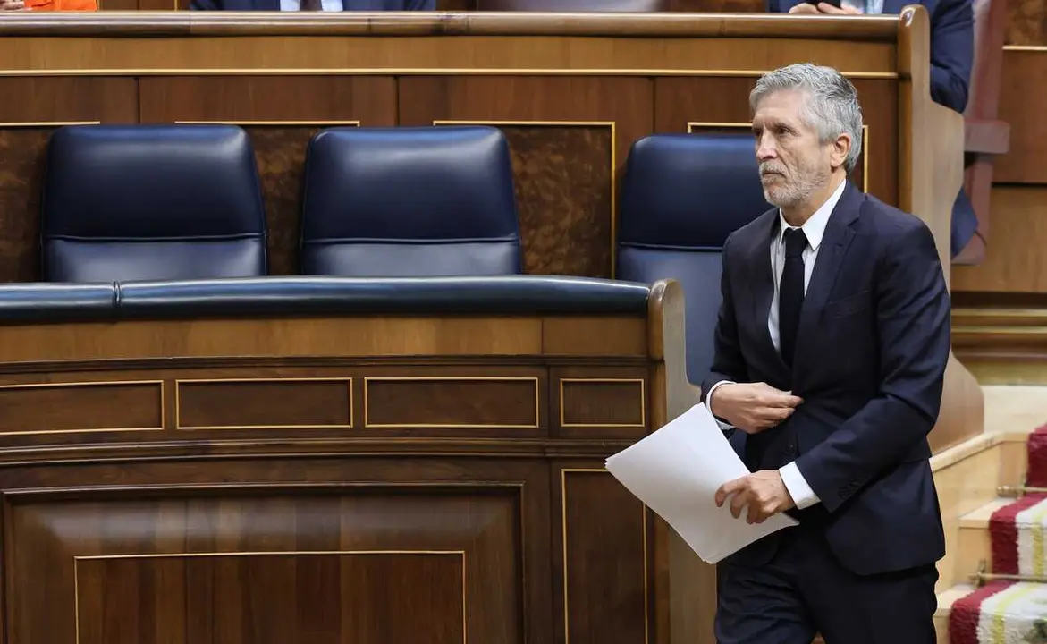 El ministro del Interior, Fernando Grande-Marlaska, durante el Pleno del Congreso de los Diputados