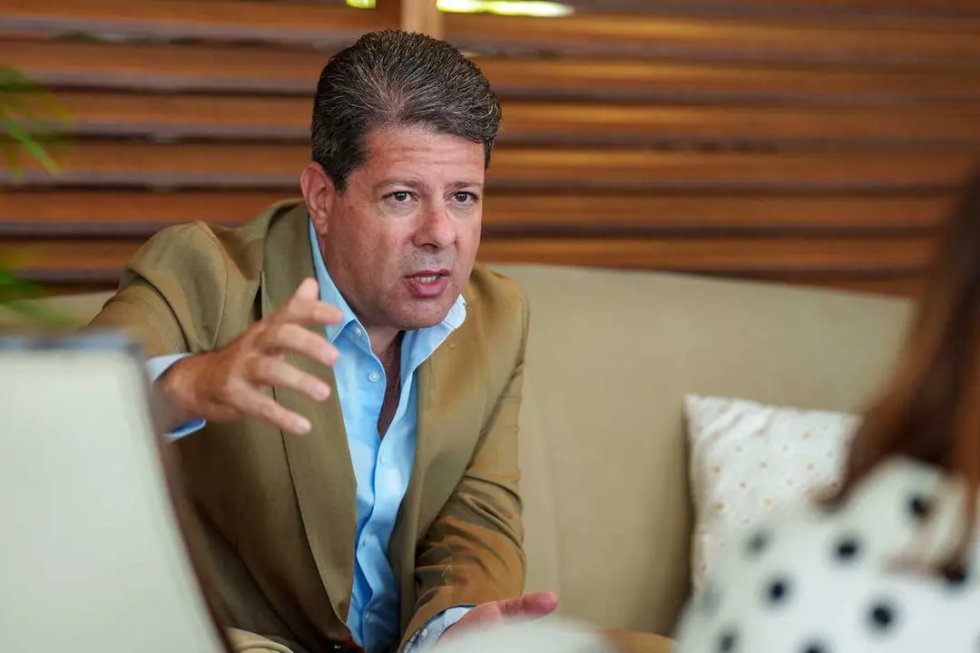 El ministro principal de Gibraltar, Fabian Picardo, durante un encuentro con periodistas espa&ntilde;oles