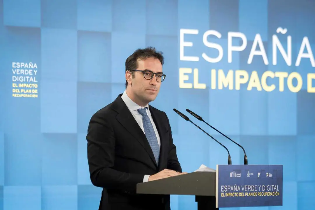 El vicepresidente primero y ministro de Econom&iacute;a, Comercio y Empresa, Carlos Cuerpo. durante el acto &lsquo;Espa&ntilde;a verde y digital. El impacto del Plan de Recuperaci&oacute;n&rsquo; en el Teatro Real, a 22 de junio de 2026, en Madrid (Espa&ntilde;a). Se trata de un encuentro centr