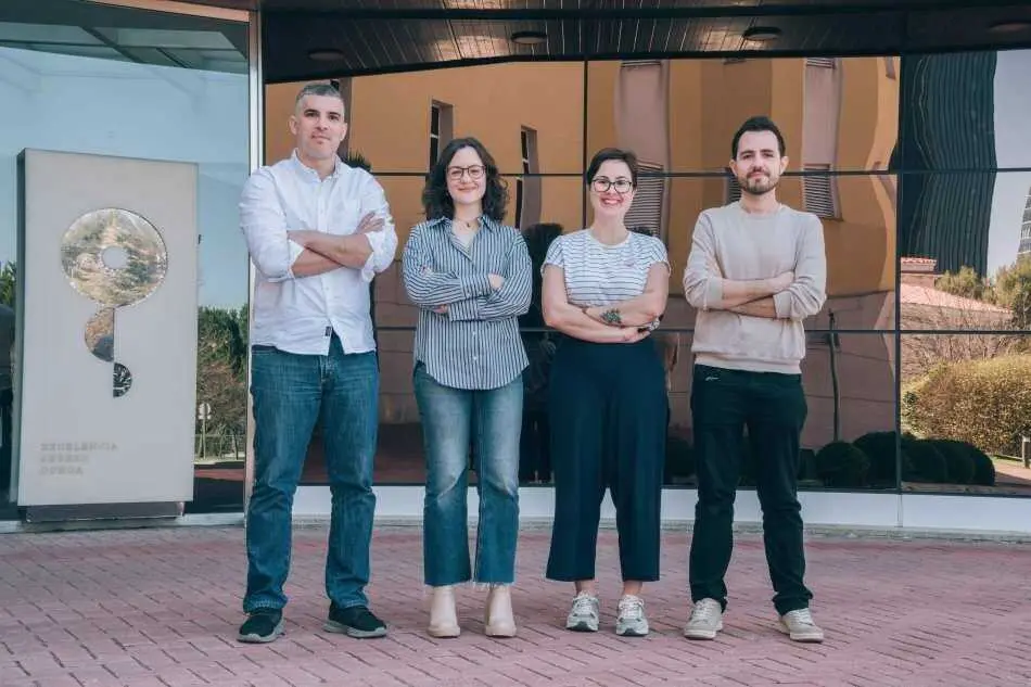 Desde la izda., Jaime Alegrio-Louro, Marta Amor&oacute;s, Yanira M&eacute;ndez y Antonio Tapia, ganadores de los contratos 'Amigos/as del CNIO' en la convocatoria de 2026.