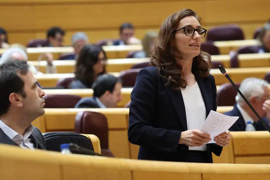 Archivo - Imagen de archivo de la ministra de Sanidad, M&oacute;nica Garc&iacute;a, durante una sesi&oacute;n plenaria en el Senado.
