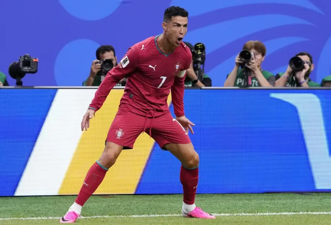Cristiano Ronaldo celebrando su primer gol en el Mundial de M&eacute;xico y USA