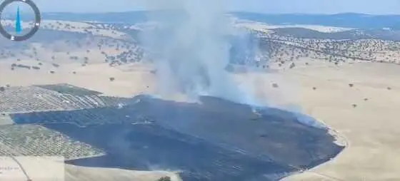 Incendio forestal declarado en el paraje de La Castilleja, situado en el t&eacute;rmino municipal de Pe&ntilde;arroya-Pueblonuevo (C&oacute;rdoba).