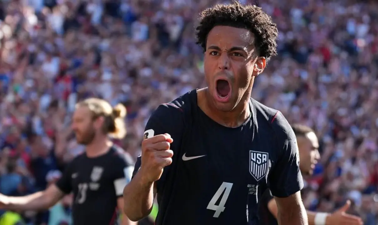 Malik Tillman celebrando un gol en el Estados Unidos - B&eacute;lgica del Mundial 2026 ABBIE PARR ABBIE PARR