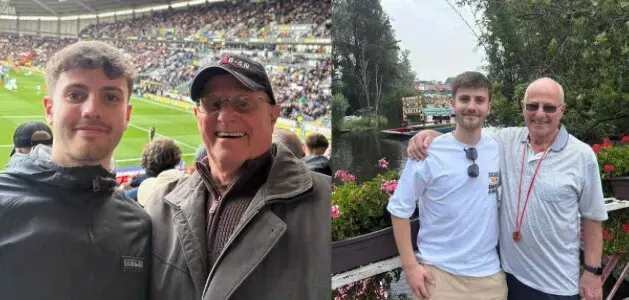 Aficionado junto a su abuelo