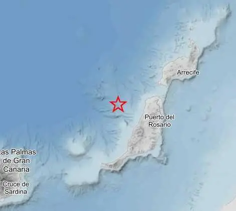 Terremoto localizado por el IGN al noroeste de Fuerteventura