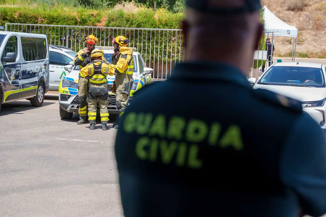 Efectivos desplegados en el operativo de extinci&oacute;n del incendio declarado en Los Gallardos (Almer&iacute;a). Archivo.