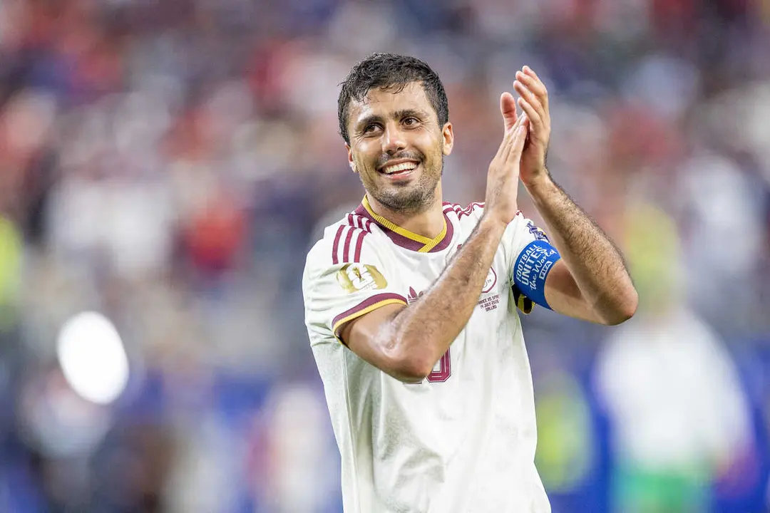 Rodrigo Hernandez Casante of Spain seen during FIFA World Cup 2026 football match between Frence and Spain at AT&T Stadium. Final score; France 0:2 Spain.
