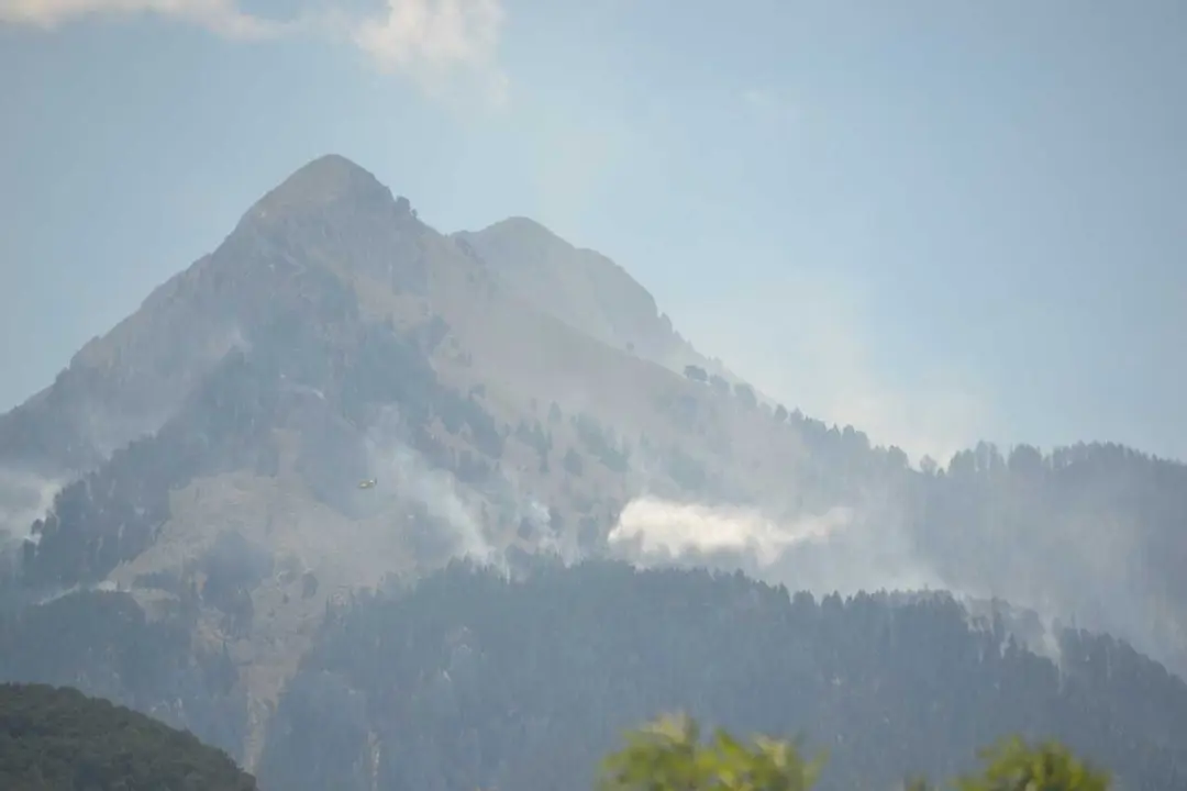 Avi&oacute;n anfibio esta ma&ntilde;ana trabajando en el incendio de Plan.