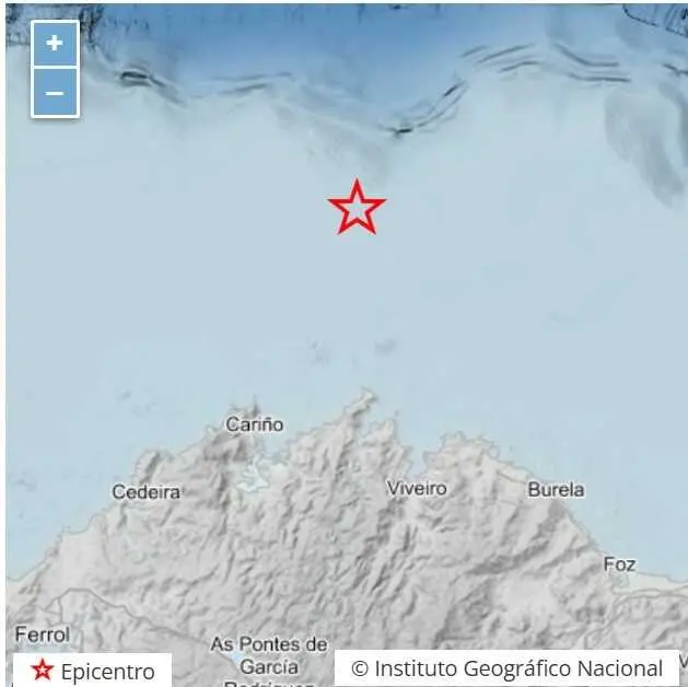 Temblor en el Cant&aacute;brico frente a Estaca de Bares